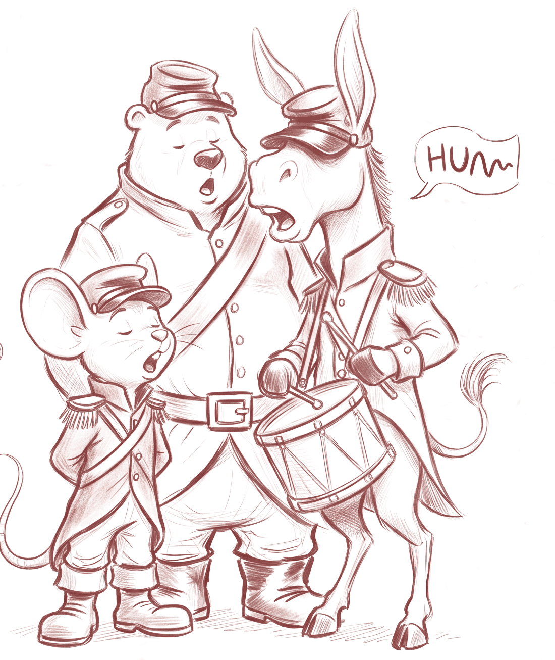 The three of them humming together