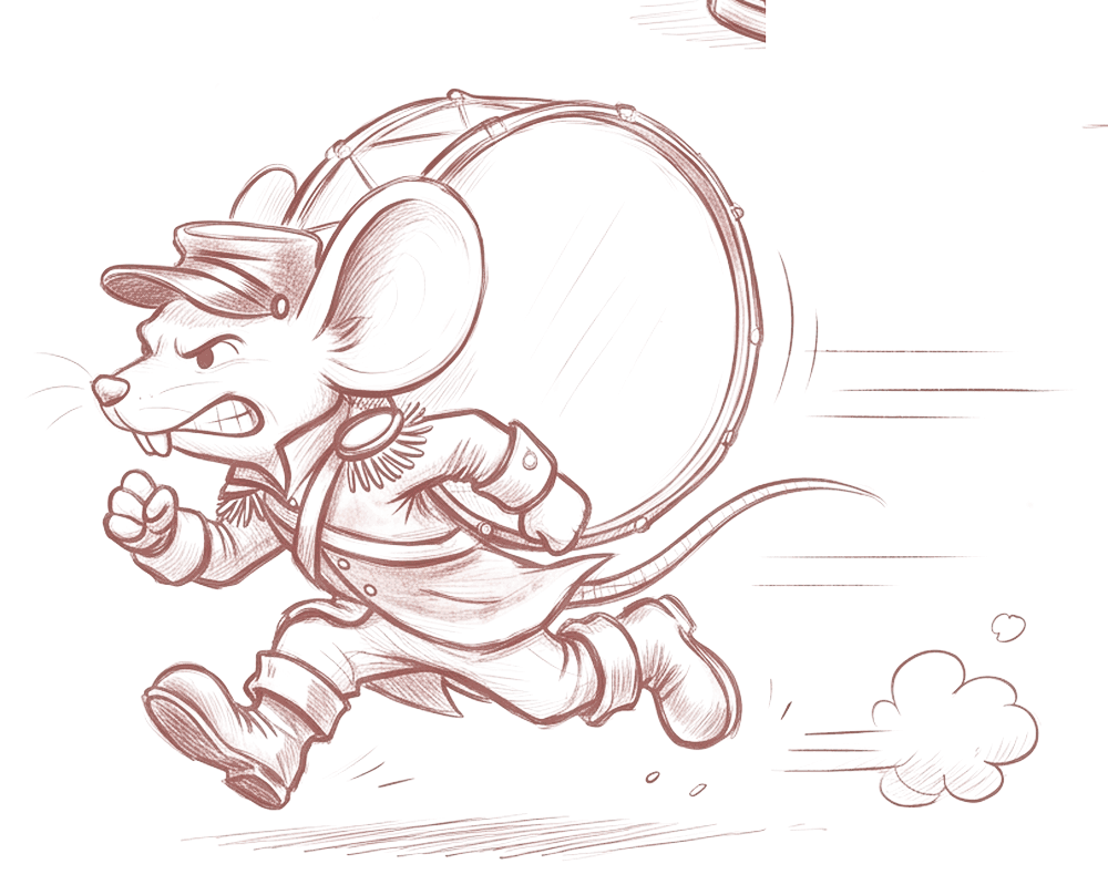 The mouse crouched at a starting line, ready to run