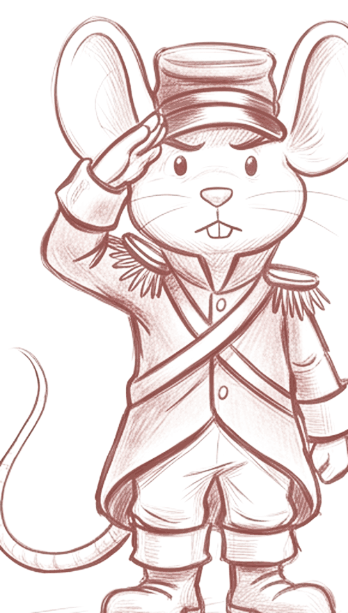 The mouse saluting
