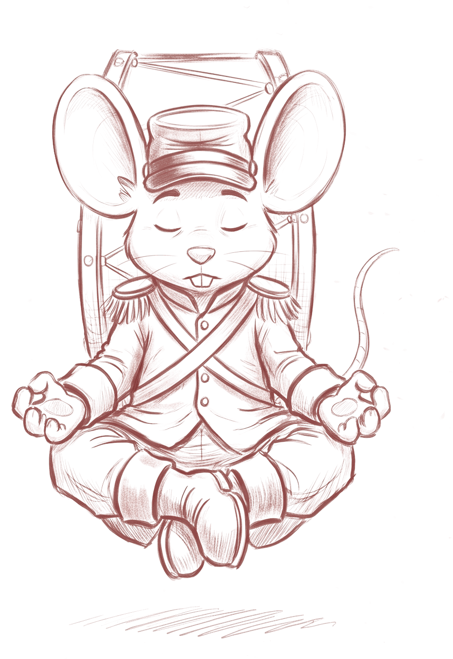 The mouse meditating, hovering off the ground