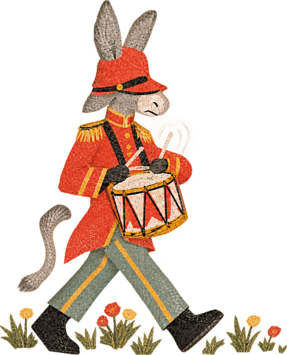 The donkey locked in, drumming a perfect roll