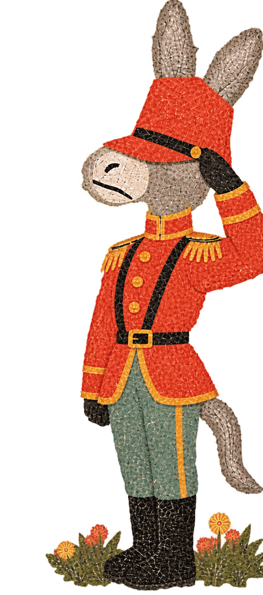 The donkey saluting
