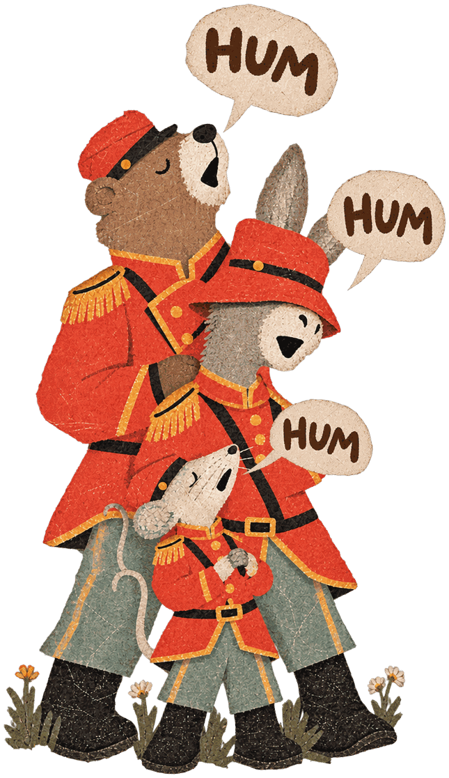 The three of them humming together