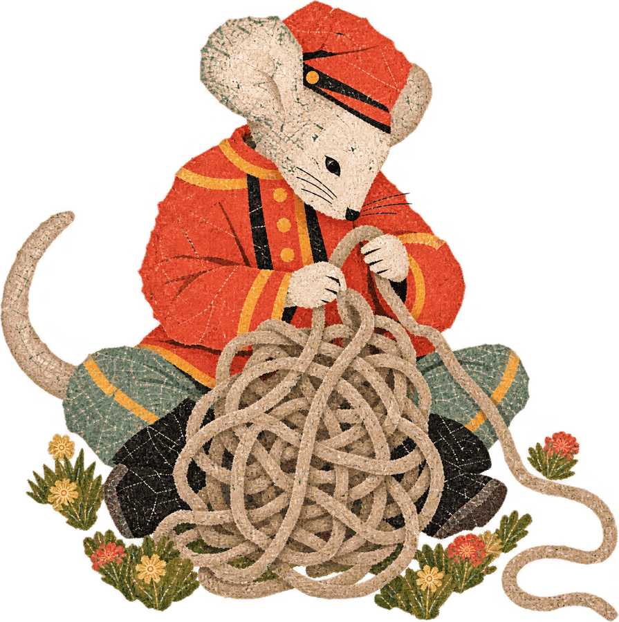 The mouse meditating, hovering off the ground