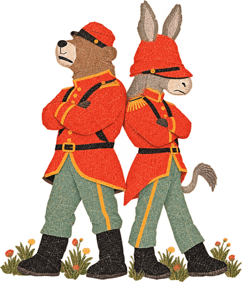 The bear and the donkey shoulder to shoulder behind one shield