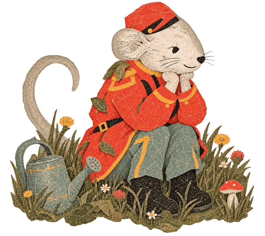 The mouse waiting beside a mushroom for it to grow